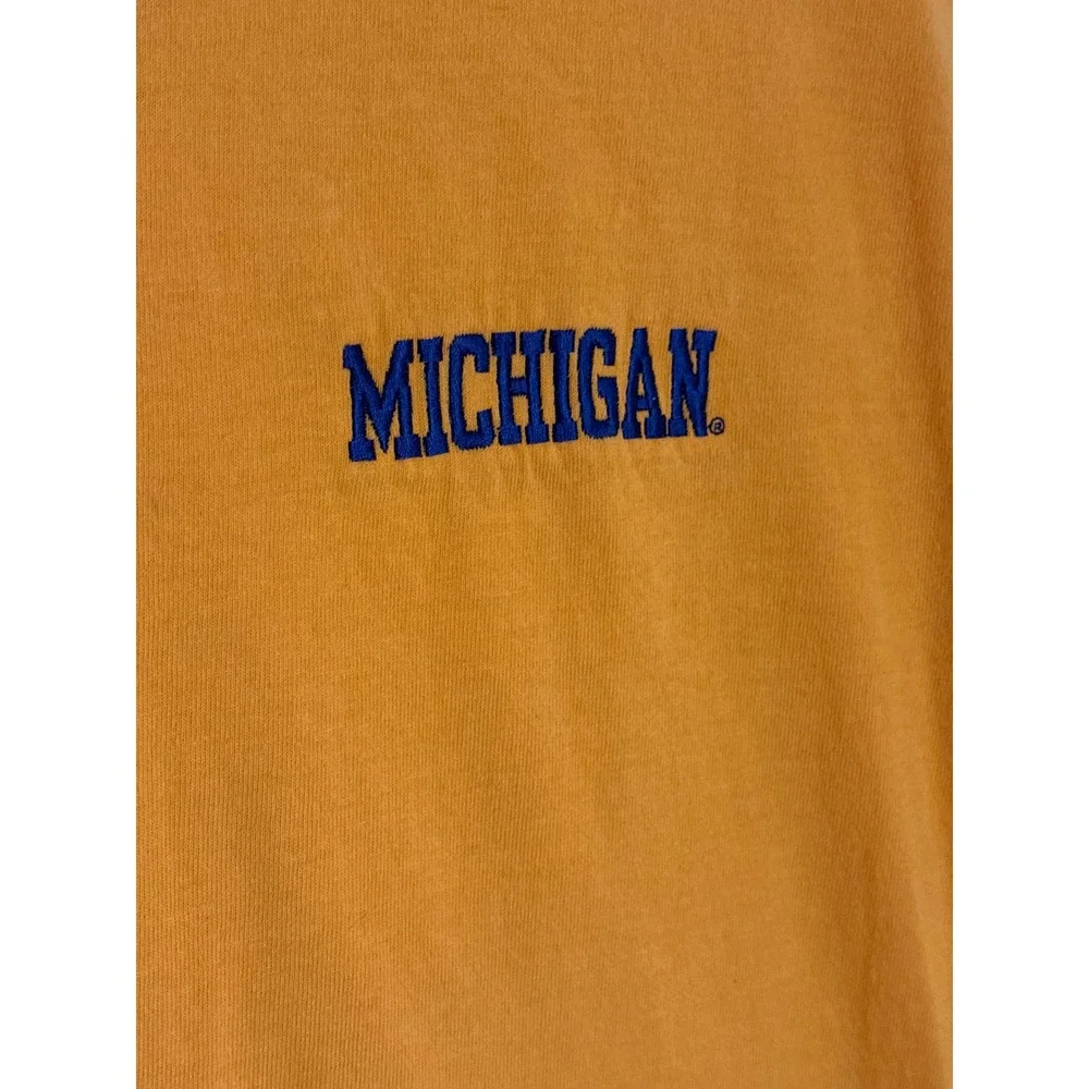 Jerzees Michigan Wolverines T-Shirt Mens Medium Yellow High Cotton Embroidered